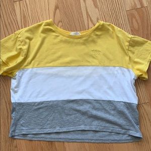 H&M yellow white and gray NYC short sleeve shirt